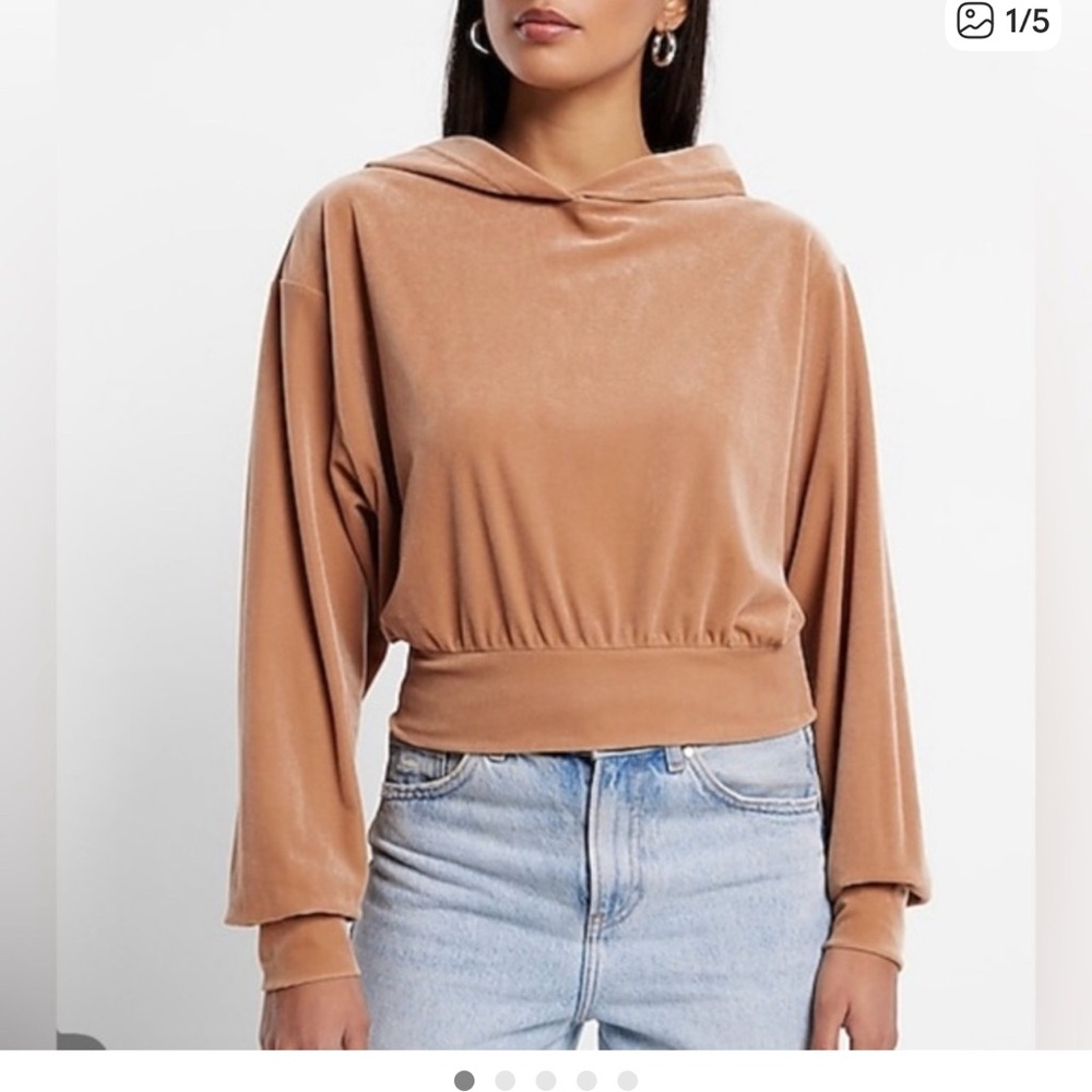 Express Velvet Banded Bottom Hoodie in Butterscotch XL